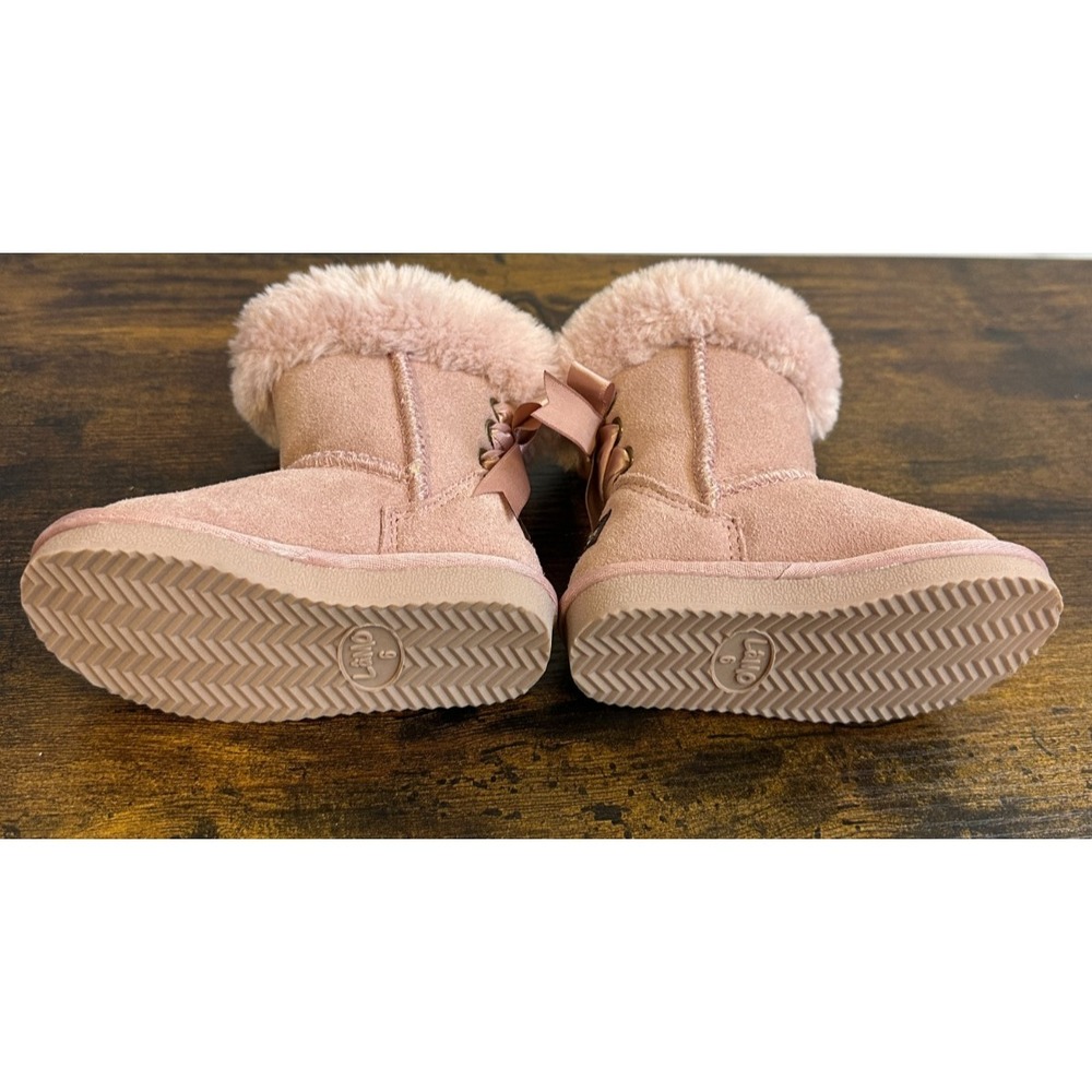 Lamo Youth Rose Pink Suede Faux Fur Bow Winter Boots Splash Secure Size 6C NEW - Picture 5 of 10
